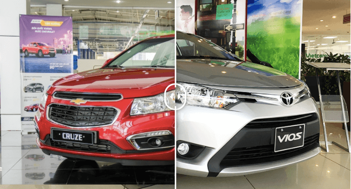 So sánh Toyota Vios 1.5E MT với Chevrolet Cruze 1.6 LT