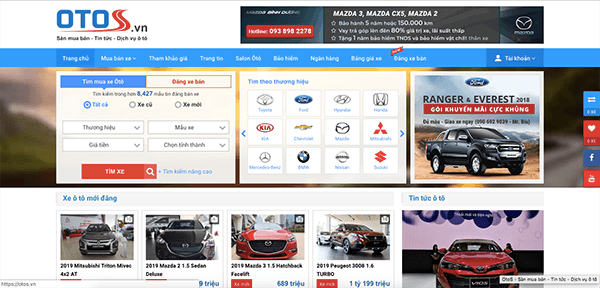 otos vn - Top 10 trang web mua bán xe ô tô cũ uy tín và hiệu quả - Muaxegiatot.vn